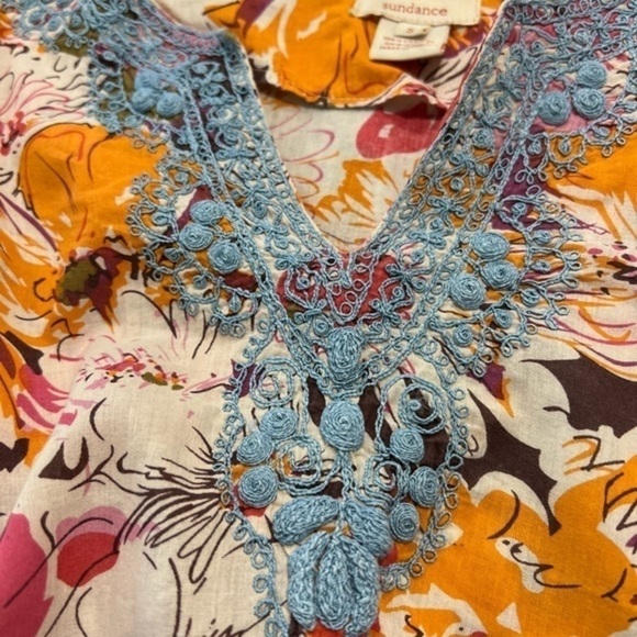 Sundance Cotton Floral Tunic Top with Embroidery Finish - Picture 8 of 13